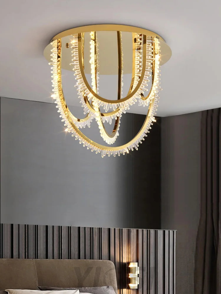 Crystal Corde Ceiling Light ∅ 19.7″ - Semi Flush Mounts, Straps-1-Yiosilamp