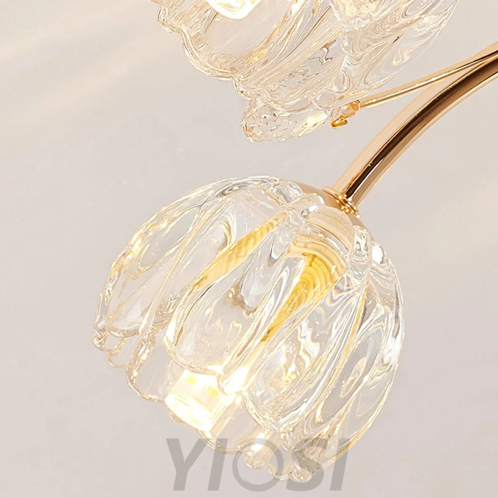 Crystal Flower Ceiling Lamp - Crystals, Semi Flush Mounts-1-Yiosilamp