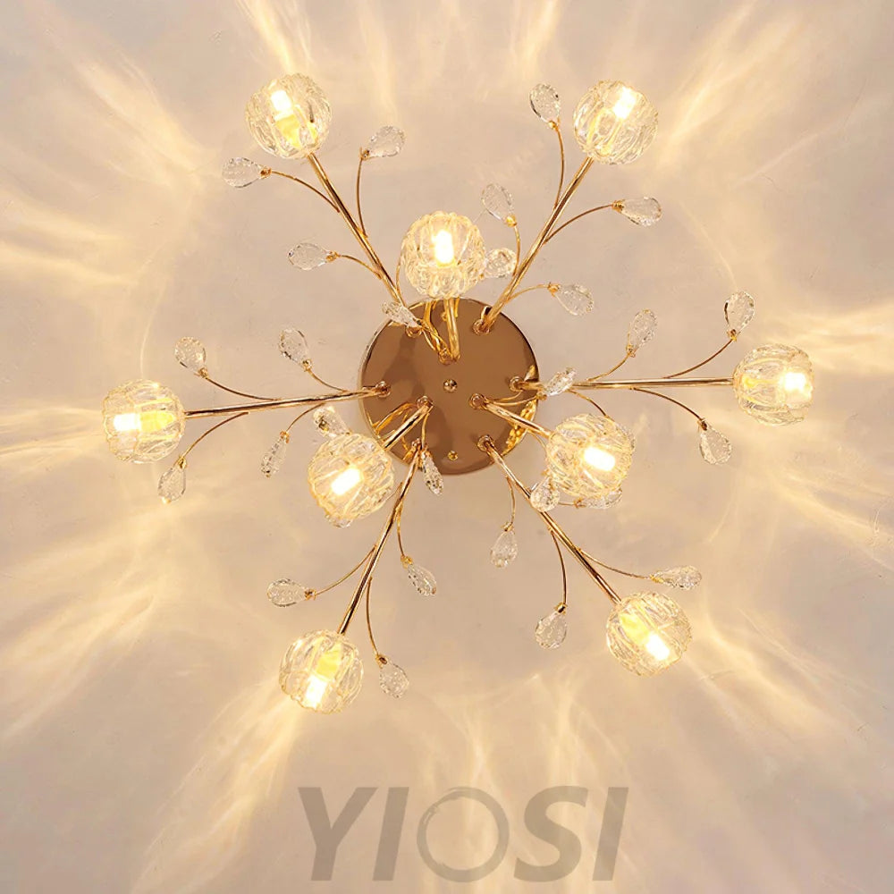 Crystal Flower Ceiling Lamp - Crystals, Semi Flush Mounts-1-Yiosilamp