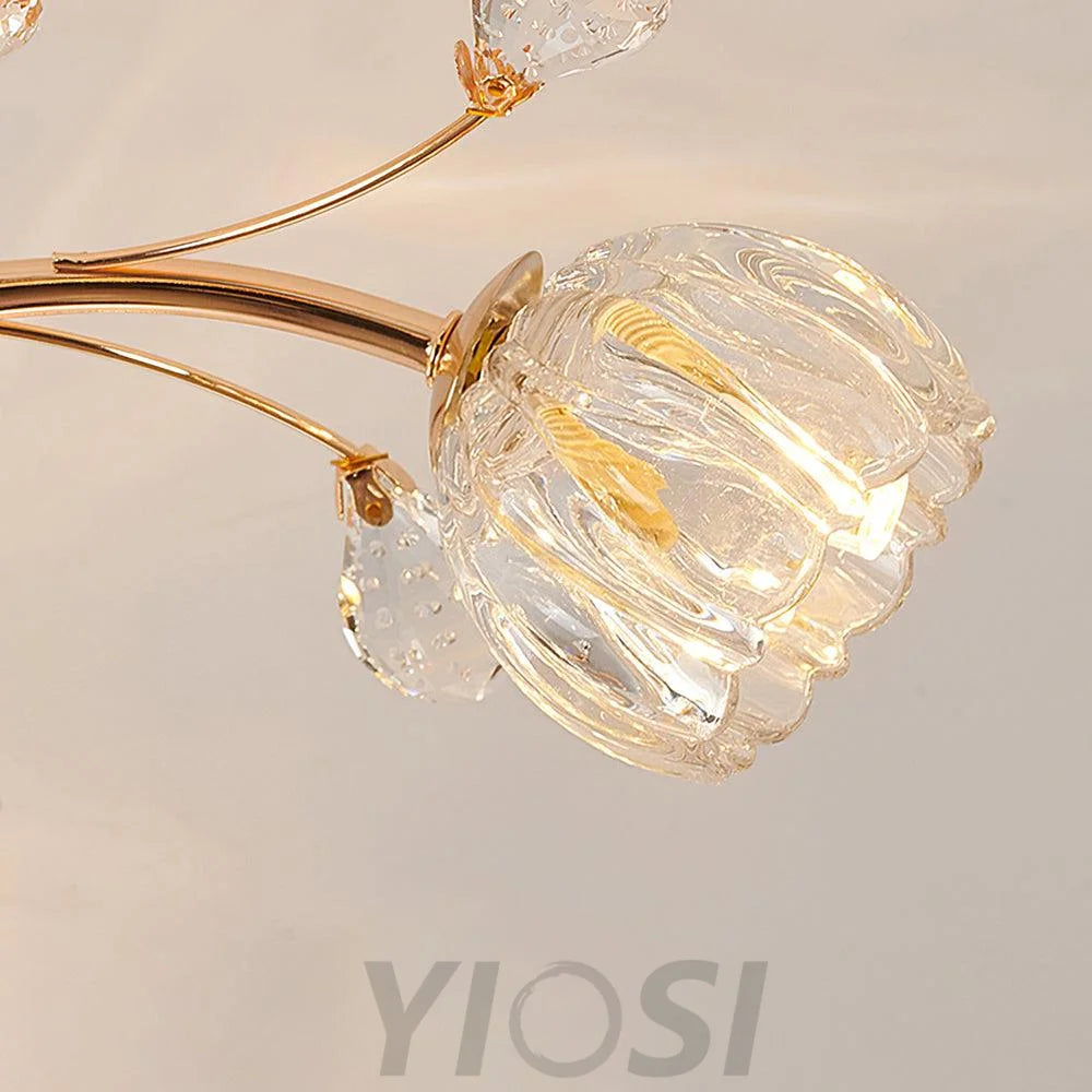 Crystal Flower Ceiling Lamp - Crystals, Semi Flush Mounts-1-Yiosilamp