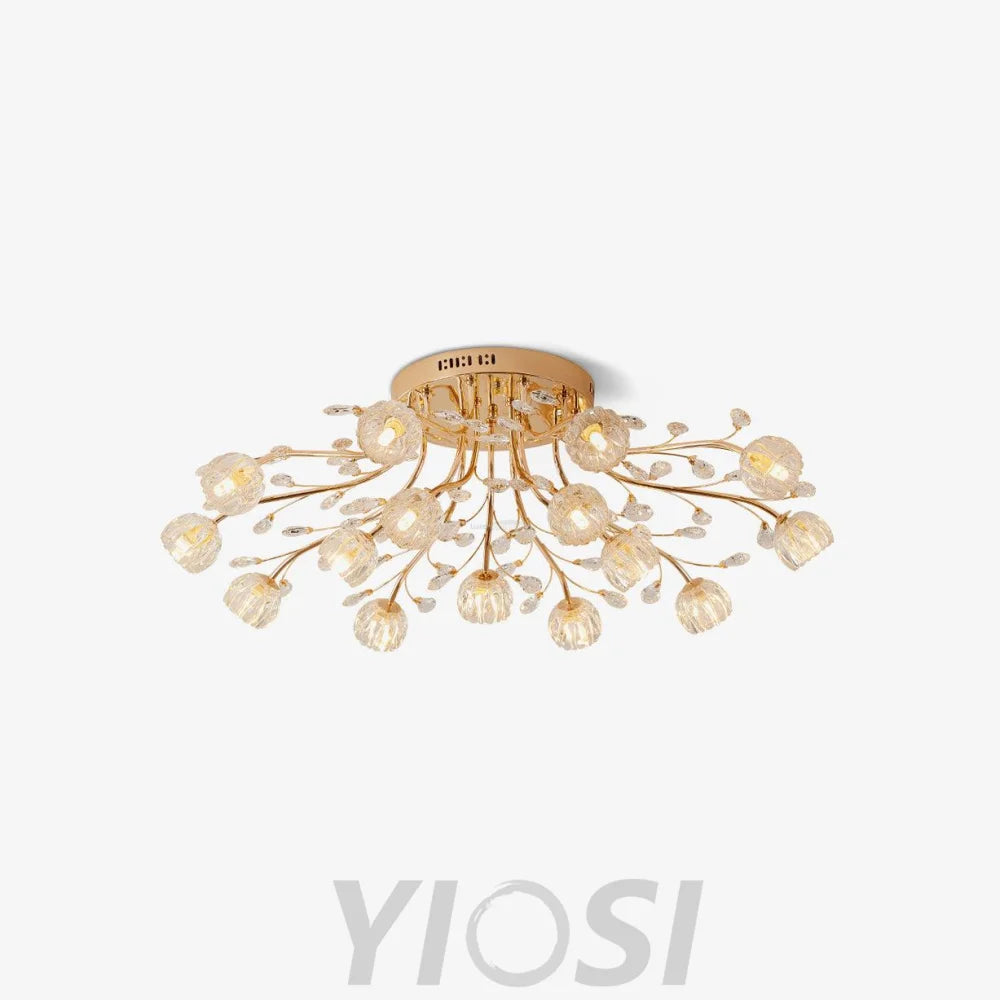 Crystal Flower Ceiling Lamp - Crystals, Semi Flush Mounts-1-Yiosilamp