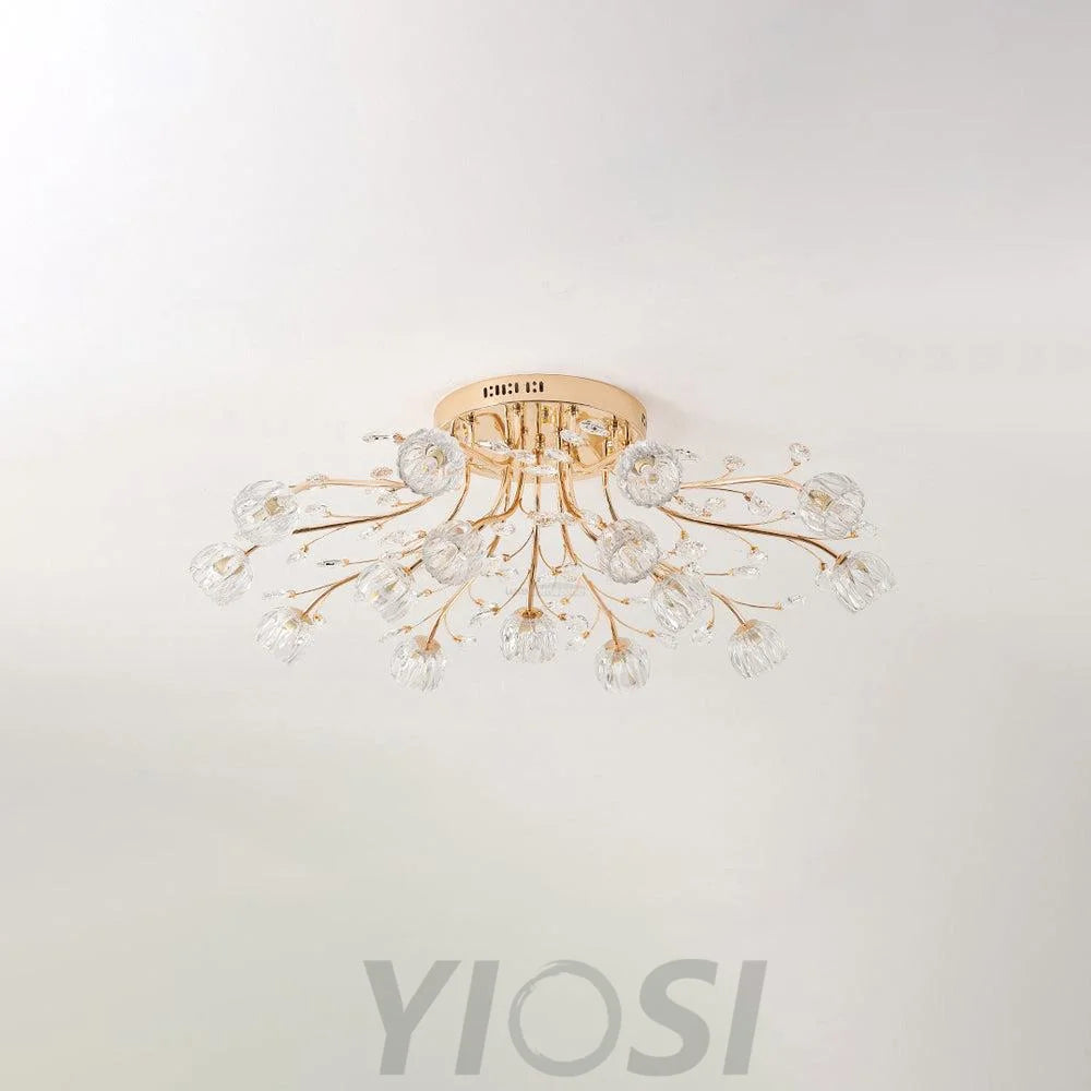 Crystal Flower Ceiling Lamp - Crystals, Semi Flush Mounts-1-Yiosilamp