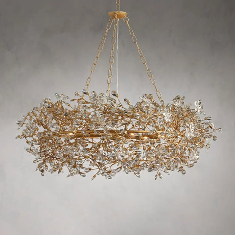 Crystal Flowers Fiore Crown Chandelier 39’’ / Brass Chandelier