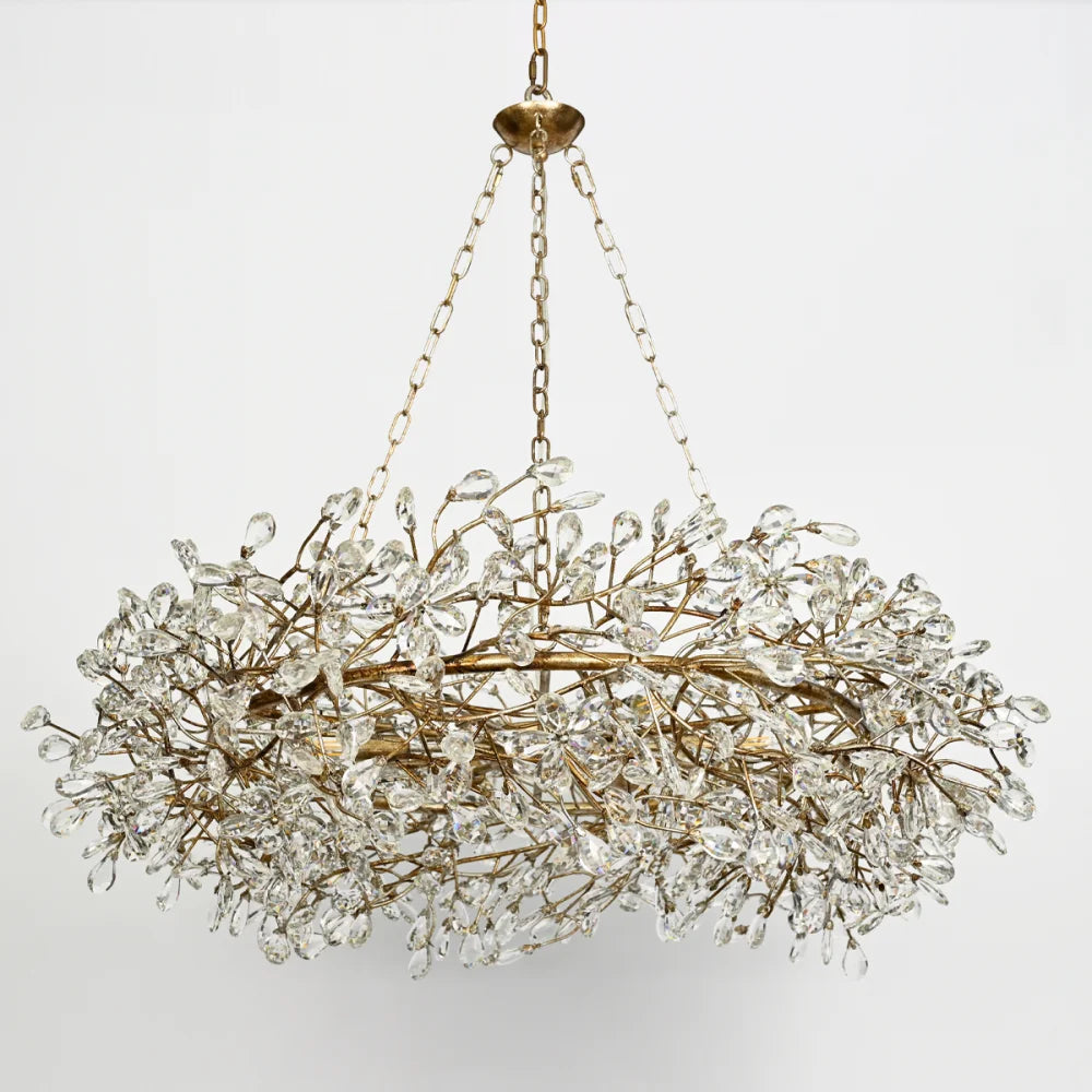 Crystal Flowers Fiore Crown Chandelier 39’’ / Silver Chandelier