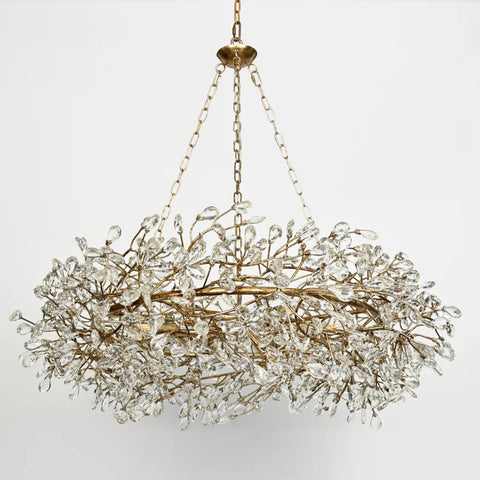 Crystal Flowers Fiore Crown Chandelier 39’’ / Silver Chandelier