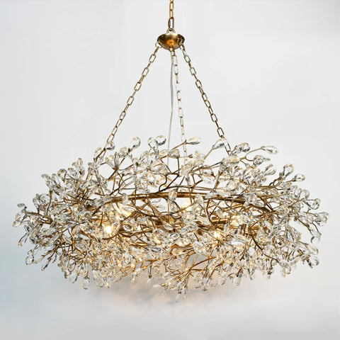 Crystal Flowers Fiore Crown Chandelier 48’’ / Silver Chandelier