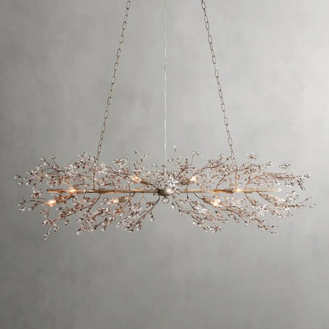 Crystal Flowers Fiore Linear Chandelier 68’’W / Silver Chandelier