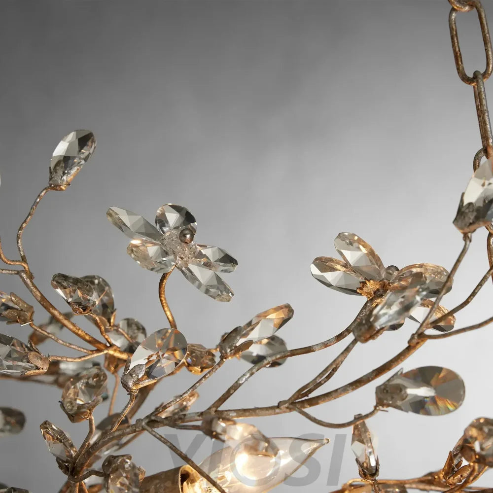 Crystal Flowers Fiore Linear Chandelier Chandelier