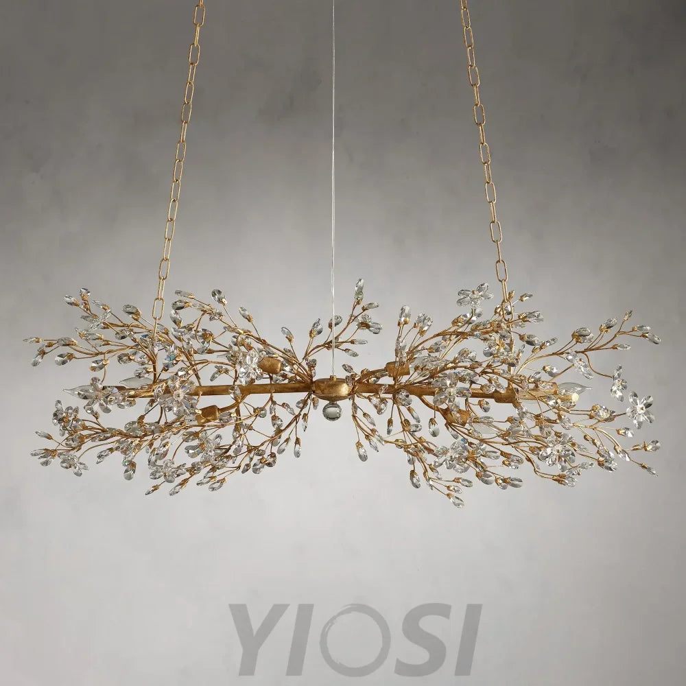 Crystal Flowers Fiore Linear Chandelier Chandelier