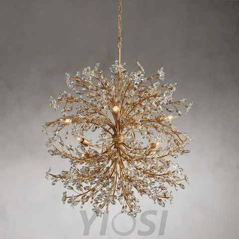 Crystal Flowers Fiore Round Chandelier 8 Light Chandelier