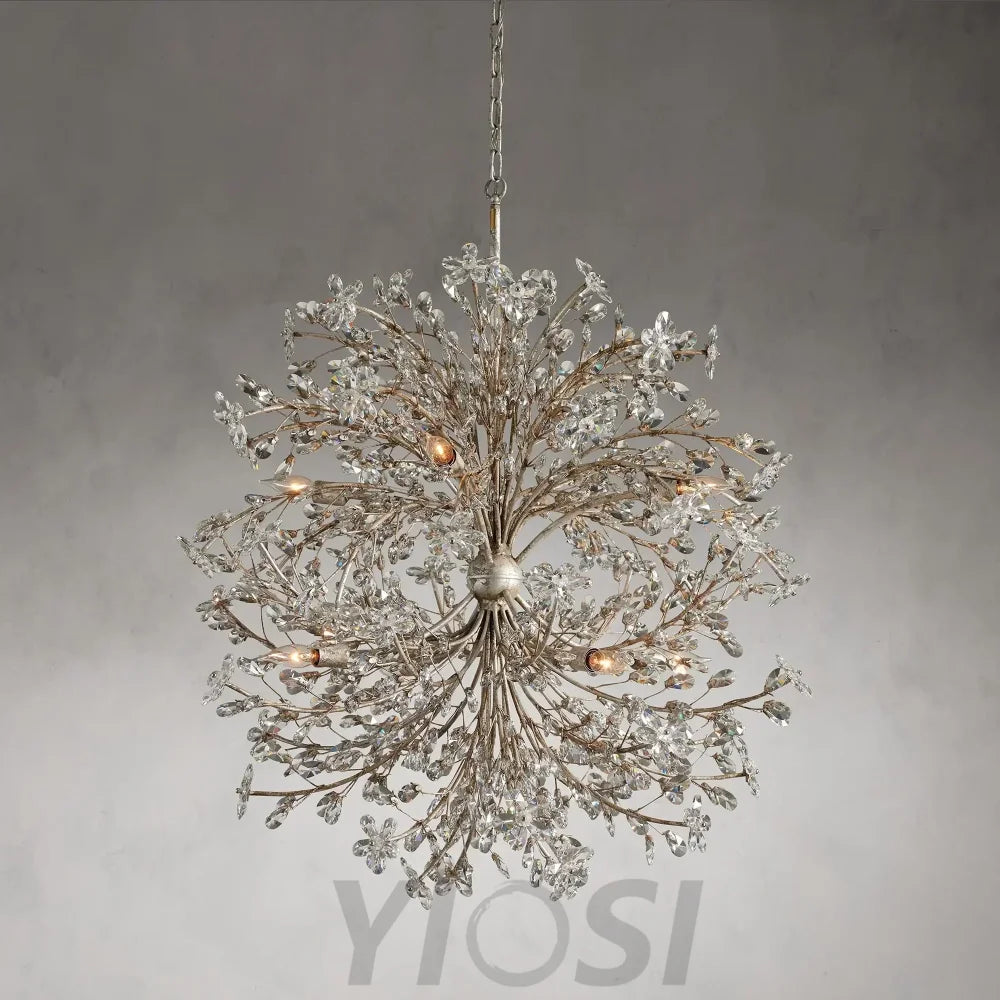 Crystal Flowers Fiore Round Chandelier 8 Light Chandelier