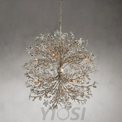 Crystal Flowers Fiore Round Chandelier 8 Light Chandelier