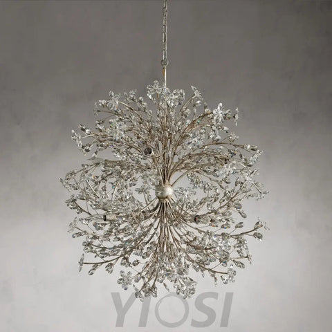 Crystal Flowers Fiore Round Chandelier 8 Light Chandelier