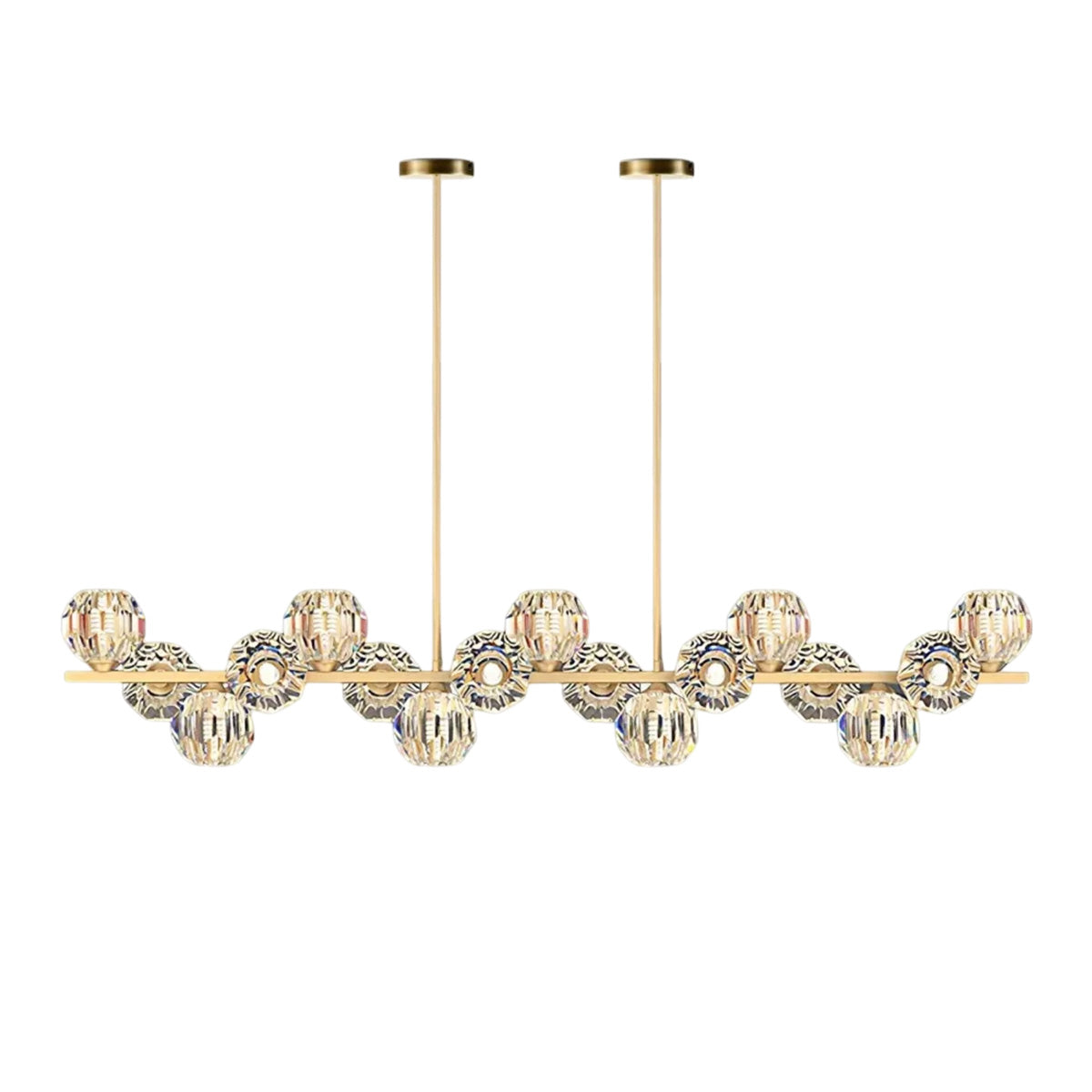 Crystal Glass Ball Chandelier – Brass & Clear Luxury Ceiling Light