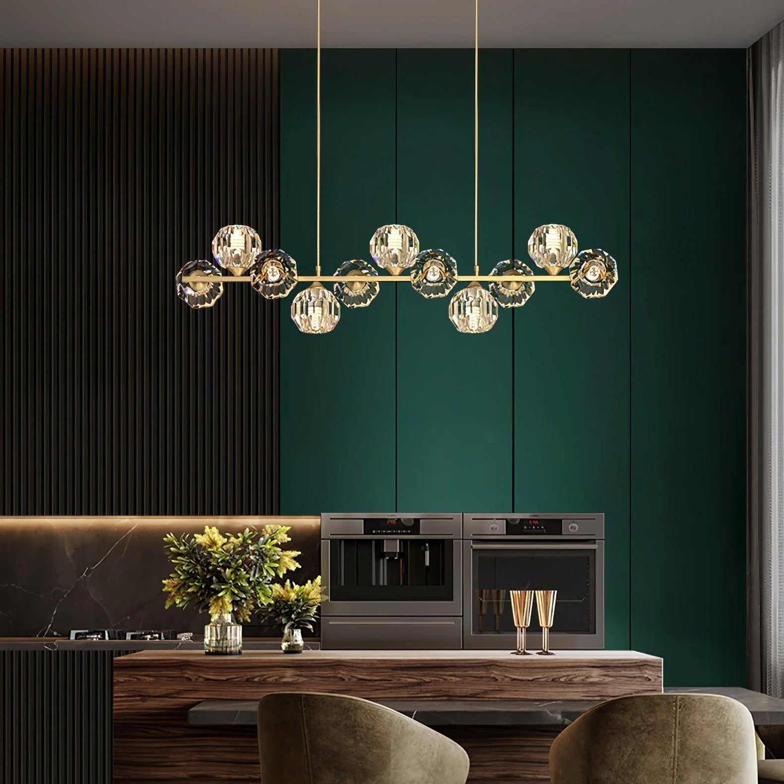 Crystal Glass Ball Chandelier – Brass & Clear Luxury Ceiling Light