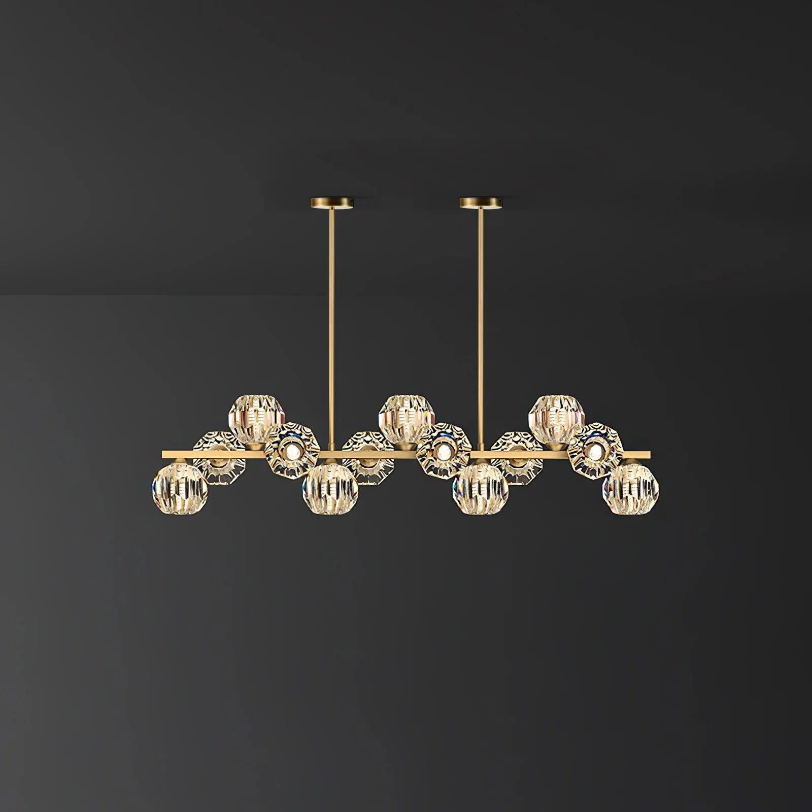 Crystal Glass Ball Chandelier – Brass & Clear Luxury Ceiling Light
