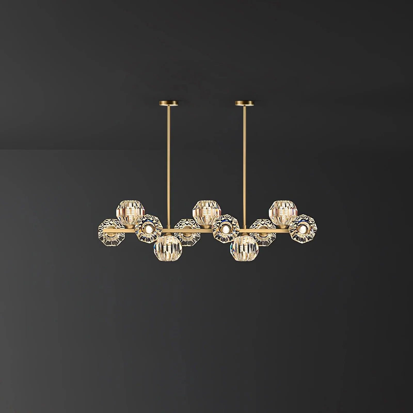 Crystal Glass Ball Chandelier – Brass & Clear Luxury Ceiling Light
