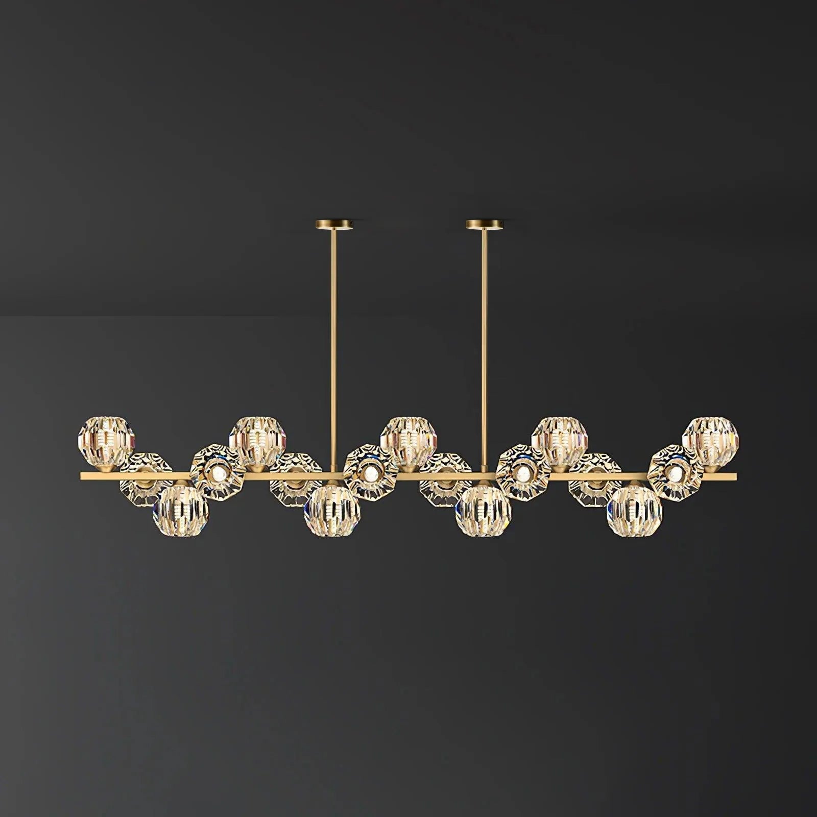 Crystal Glass Ball Chandelier – Brass & Clear Luxury Ceiling Light