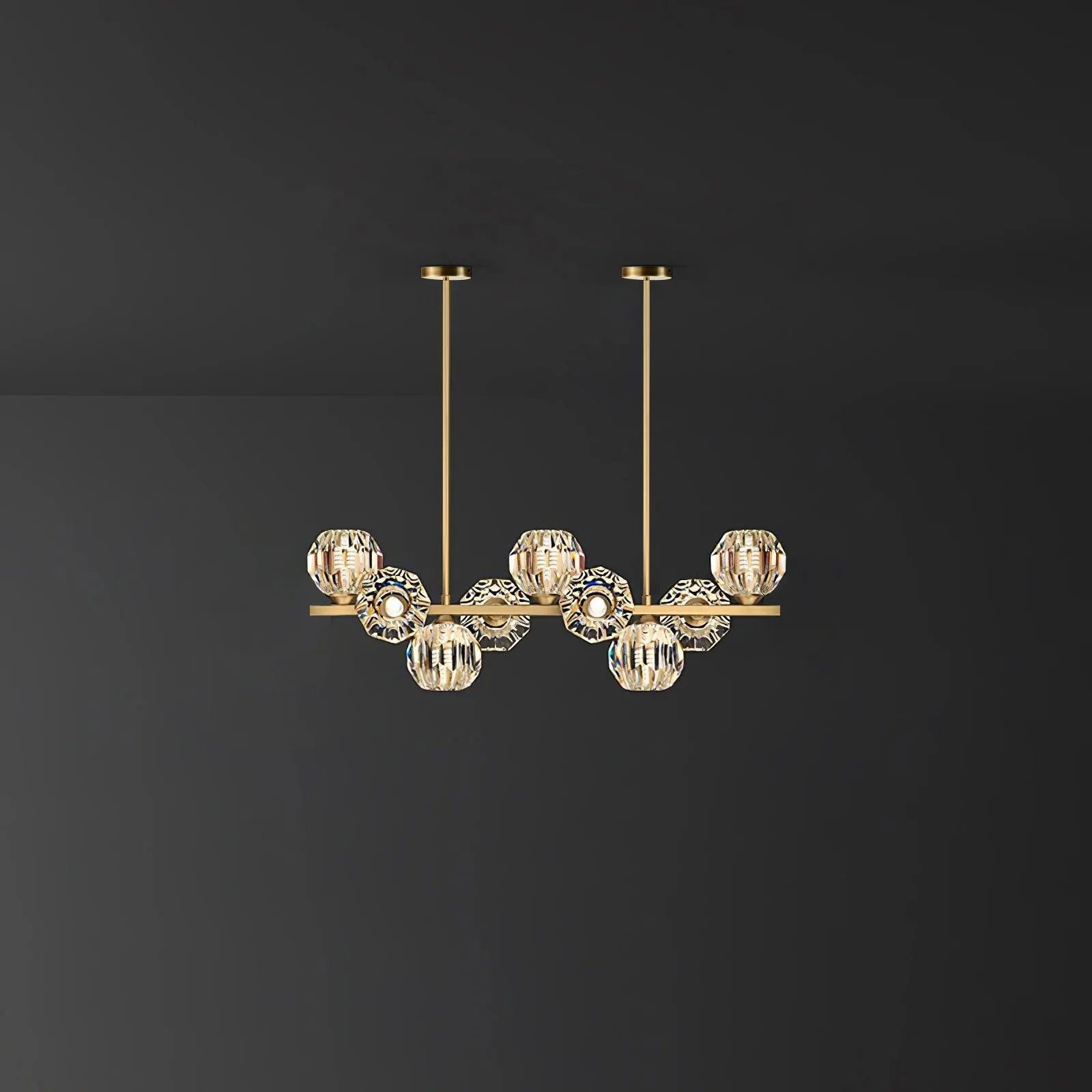 Crystal Glass Ball Chandelier – Brass & Clear Luxury Ceiling Light