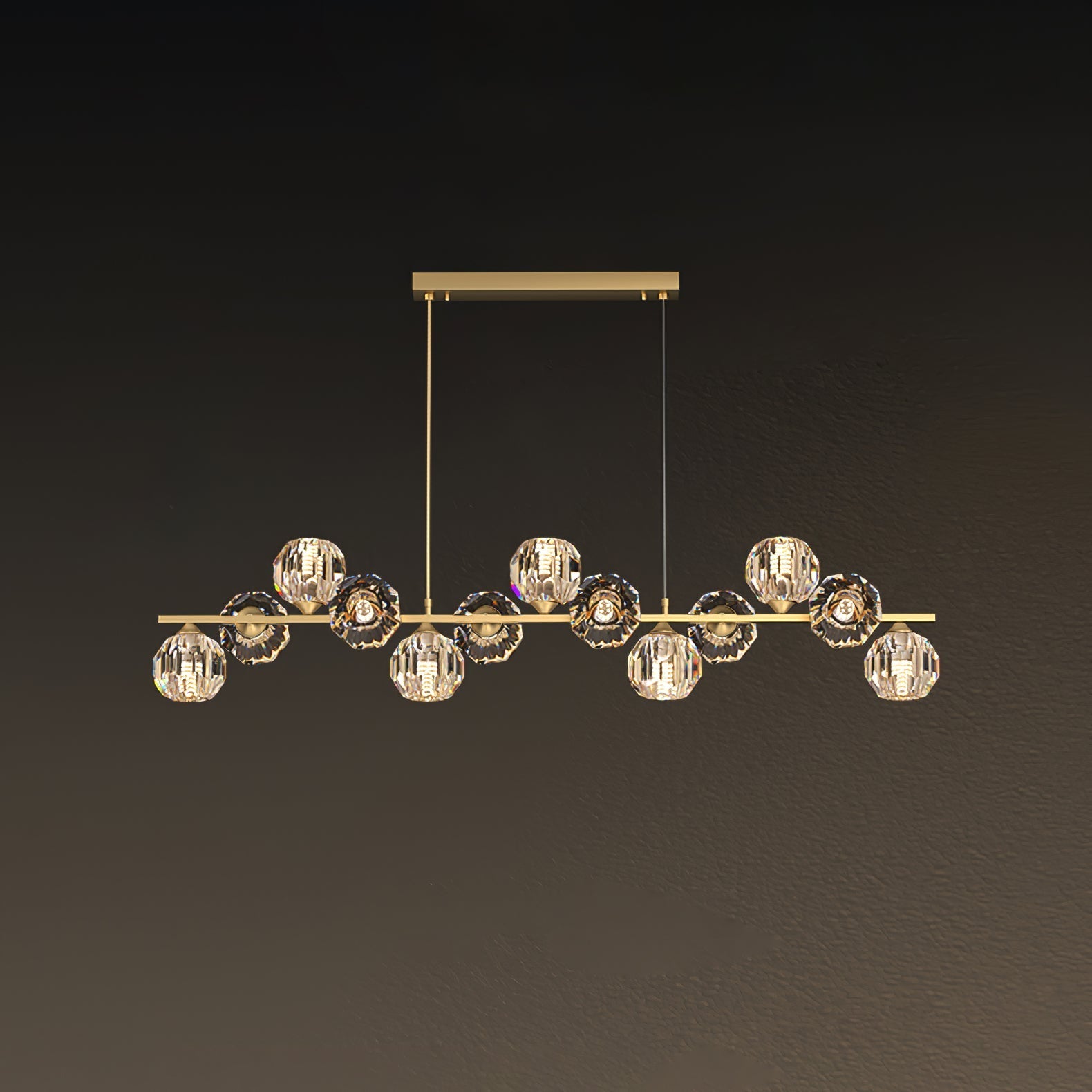 Crystal Glass Ball Chandelier – Brass & Clear Luxury Ceiling Light