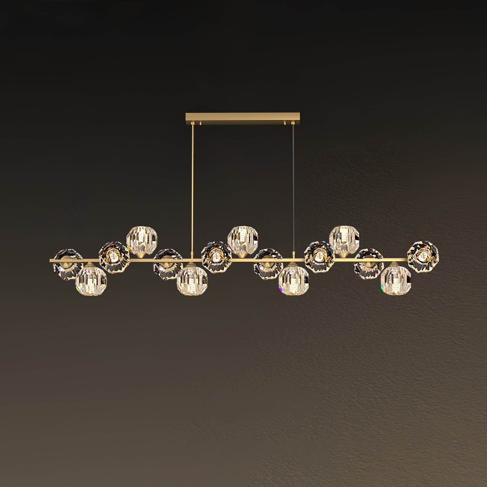 Crystal Glass Ball Chandelier – Brass & Clear Luxury Ceiling Light