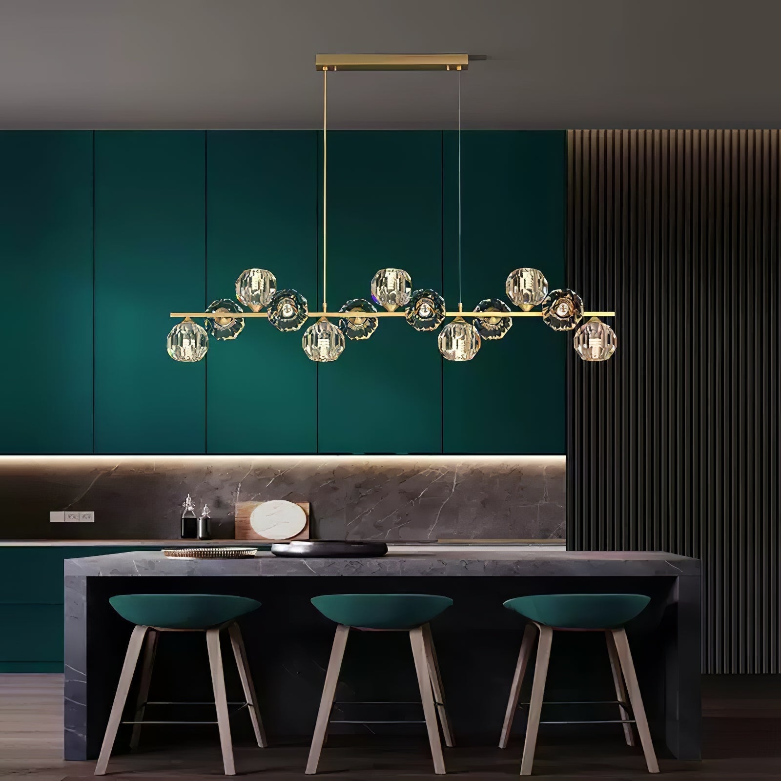 Crystal Glass Ball Chandelier – Brass & Clear Luxury Ceiling Light