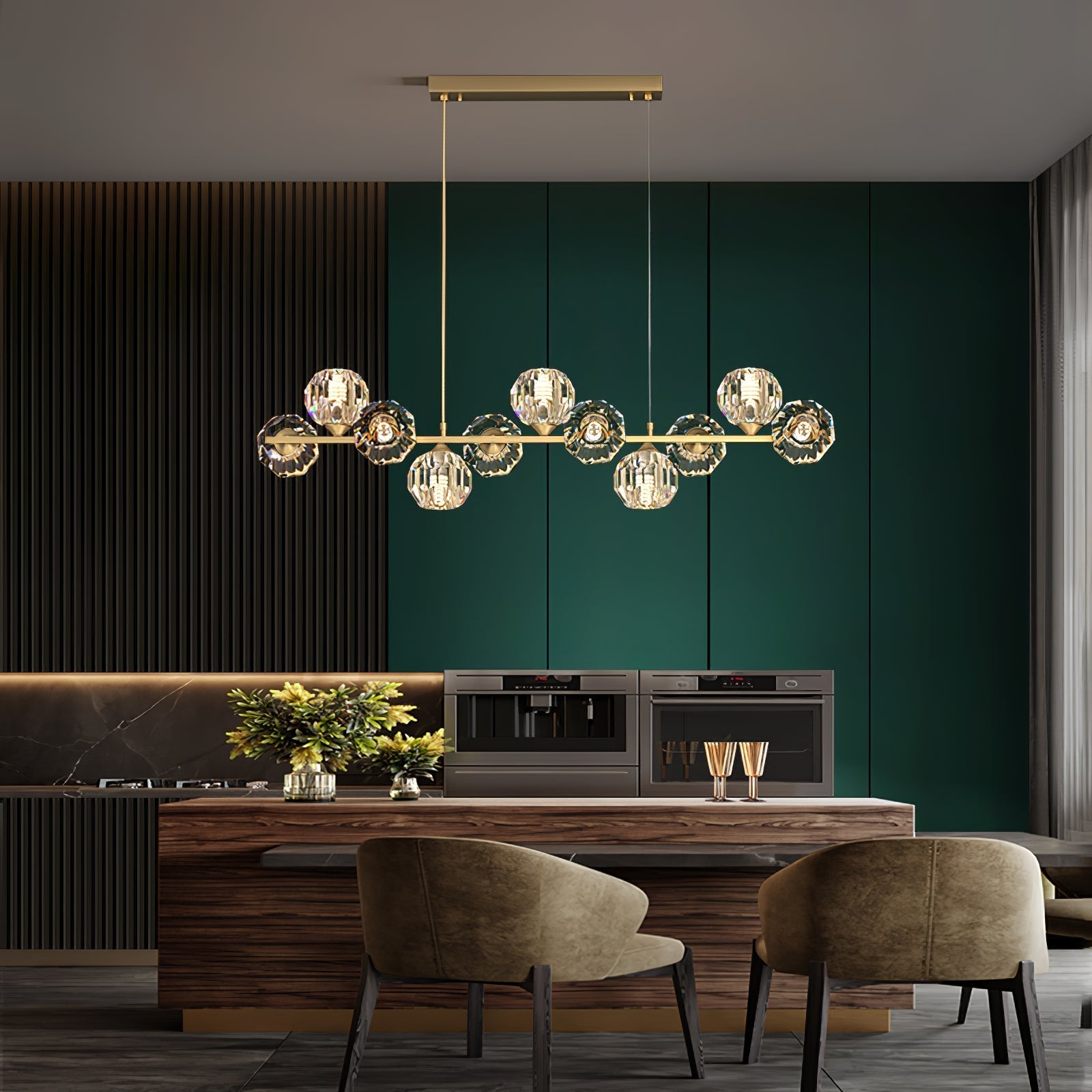 Crystal Glass Ball Chandelier – Brass & Clear Luxury Ceiling Light