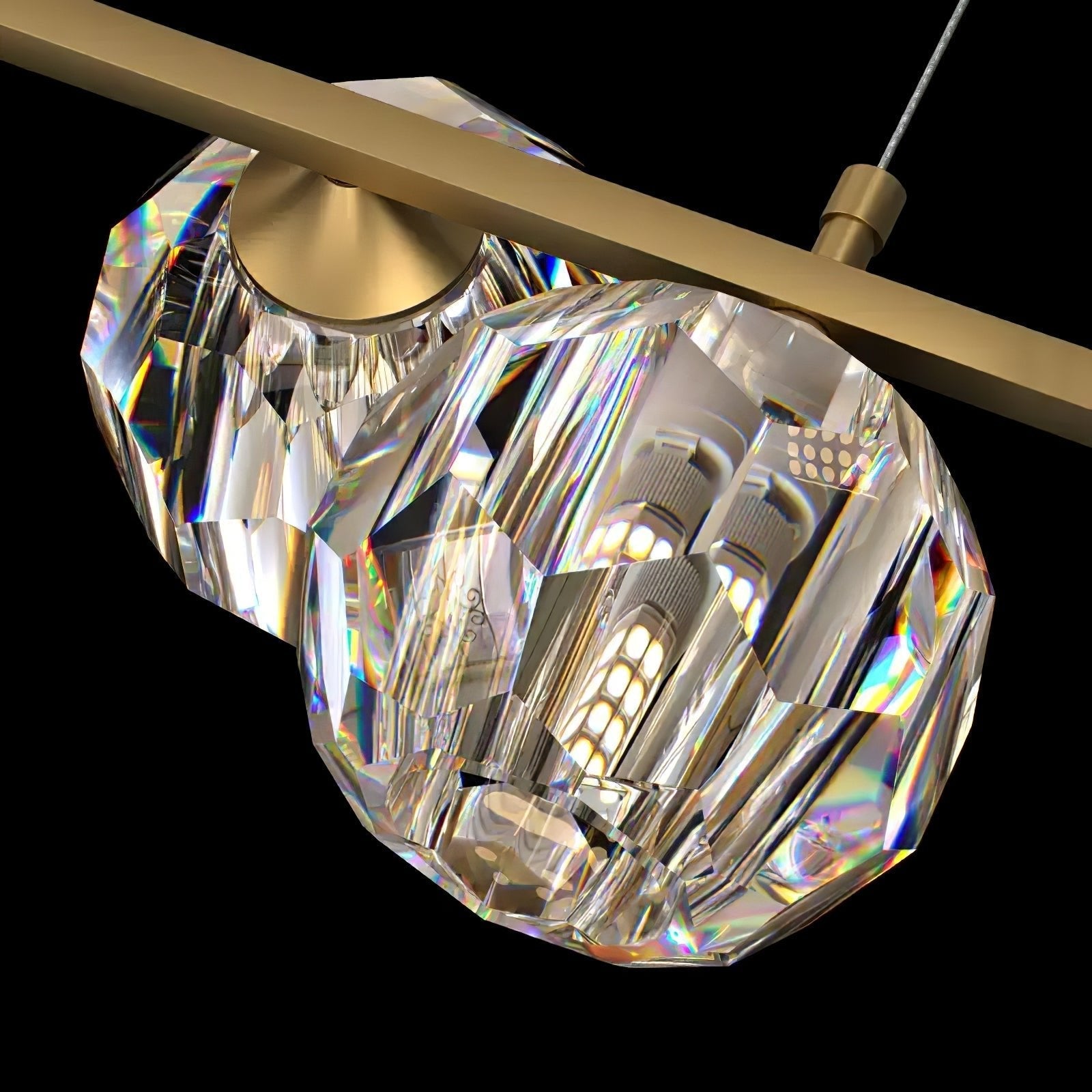 Crystal Glass Ball Chandelier – Brass & Clear Luxury Ceiling Light
