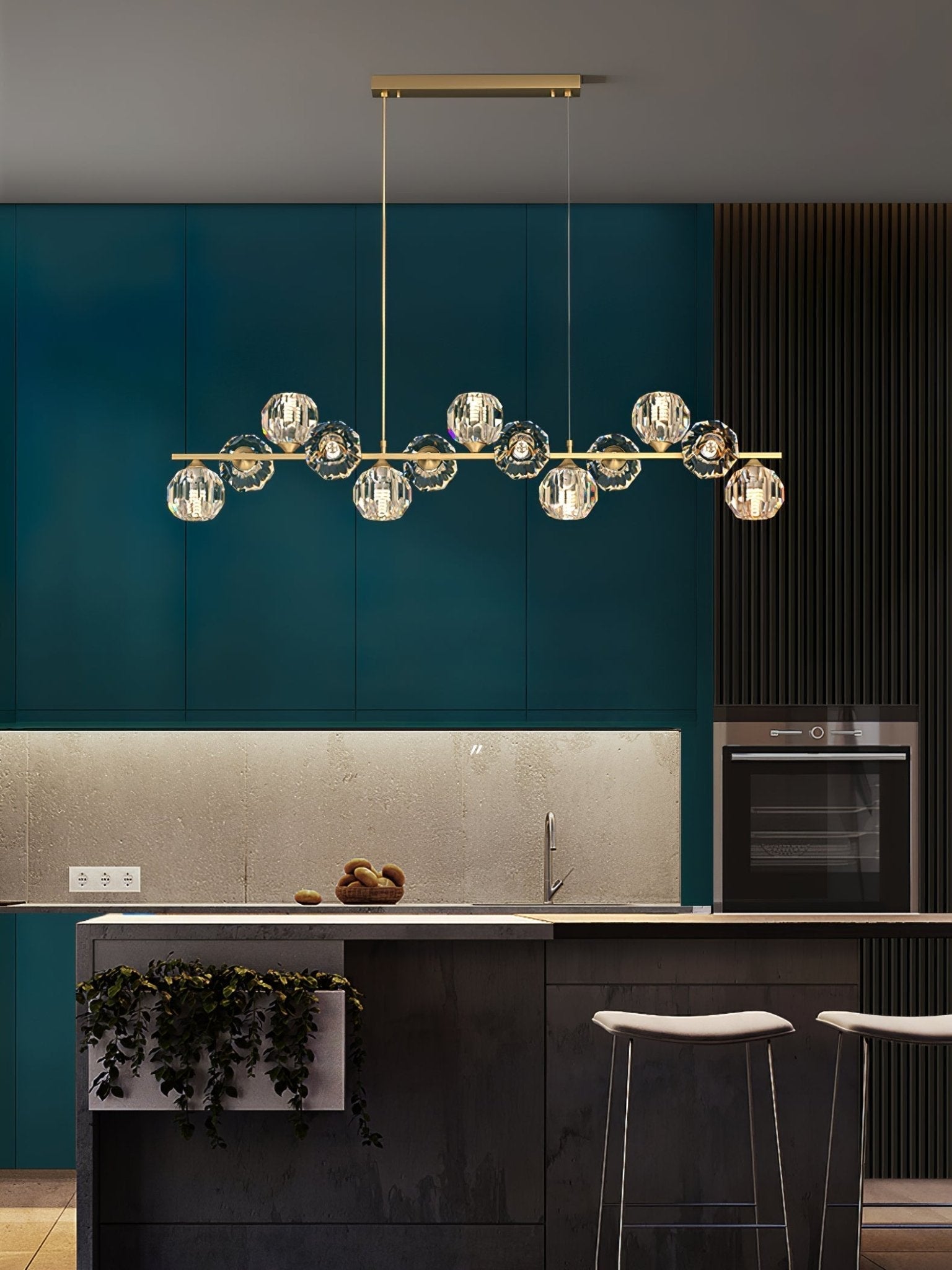 Crystal Glass Ball Chandelier – Brass & Clear Luxury Ceiling Light