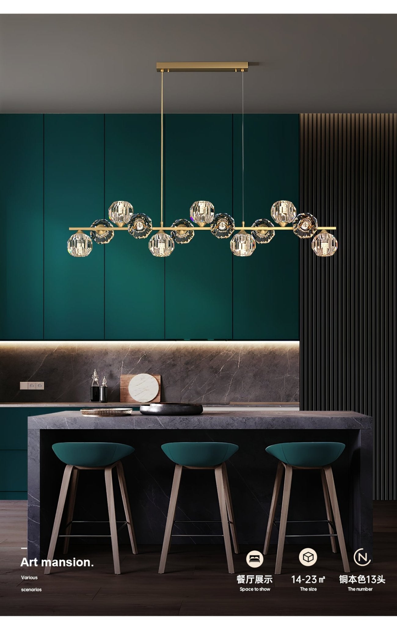 Crystal Glass Ball Chandelier – Brass & Clear Luxury Ceiling Light