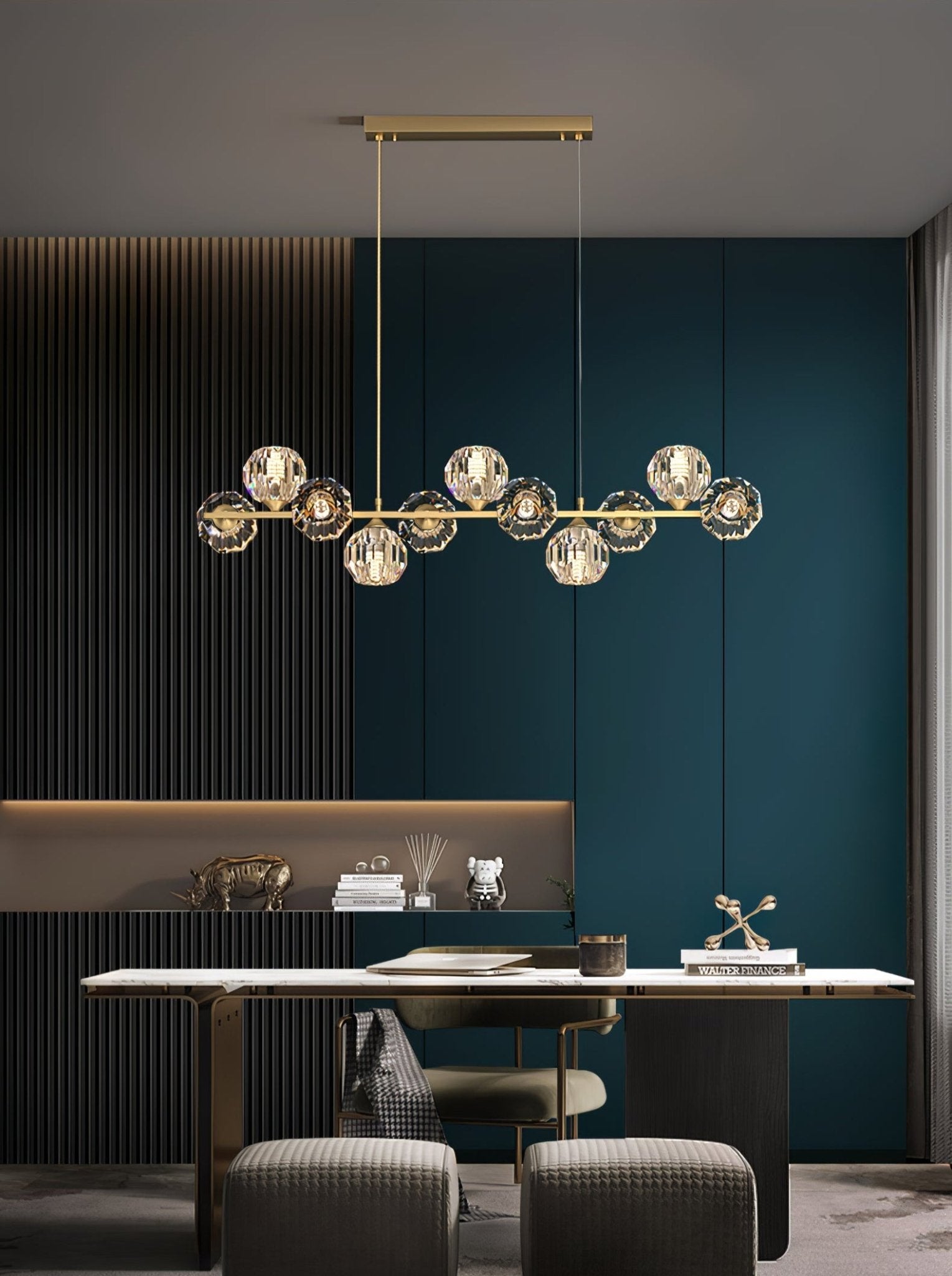 Crystal Glass Ball Chandelier – Brass & Clear Luxury Ceiling Light