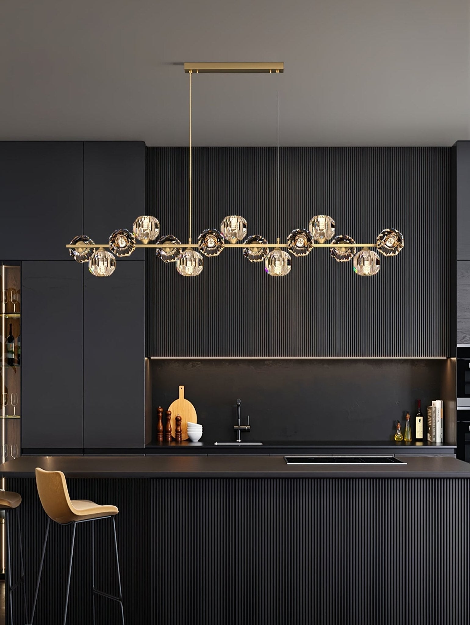 Crystal Glass Ball Chandelier – Brass & Clear Luxury Ceiling Light