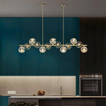 Crystal Glass Ball Chandelier – Brass & Clear Luxury Ceiling Light
