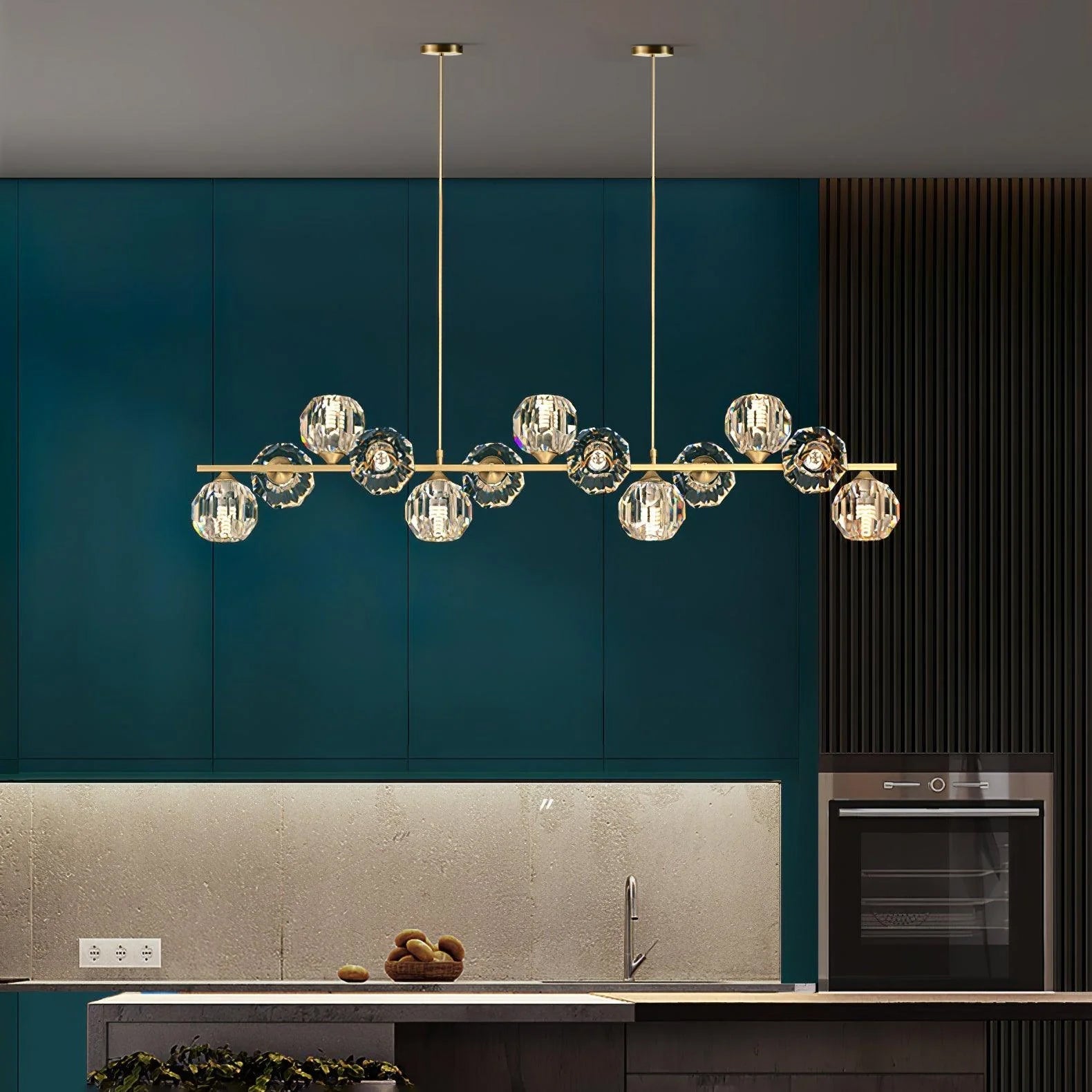 Crystal Glass Ball Chandelier – Brass & Clear Luxury Ceiling Light