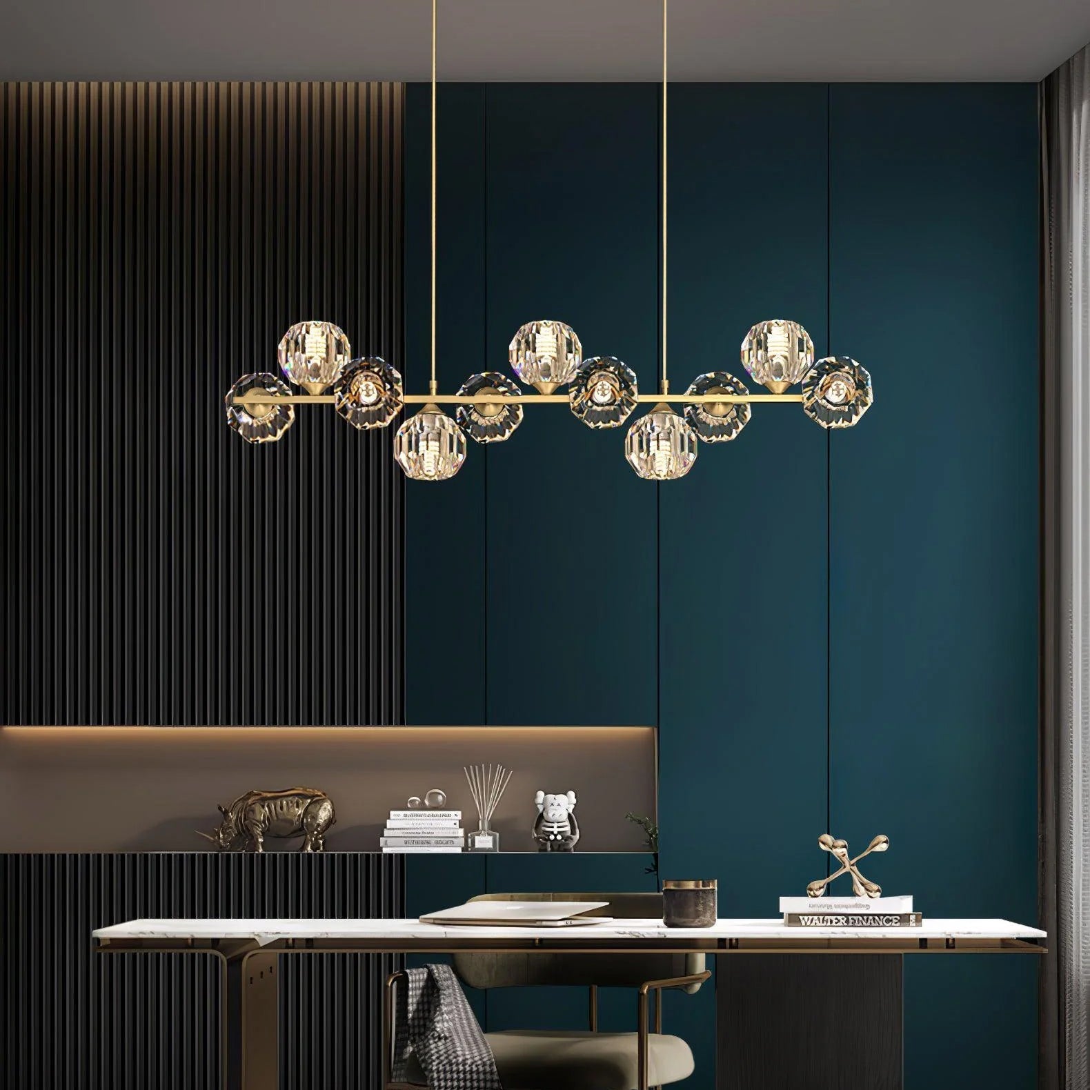 Crystal Glass Ball Chandelier – Brass & Clear Luxury Ceiling Light