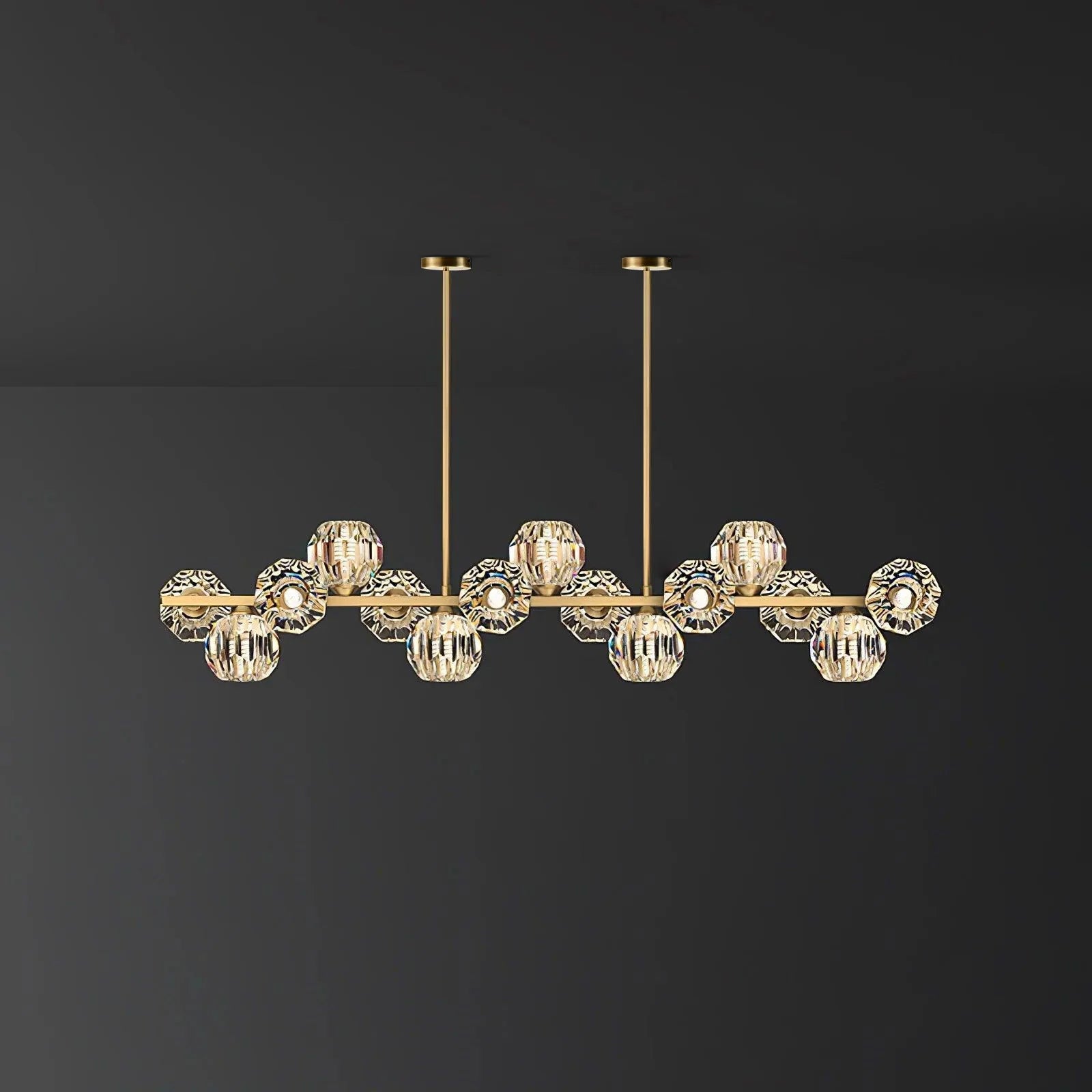 Crystal Glass Ball Chandelier – Brass & Clear Luxury Ceiling Light