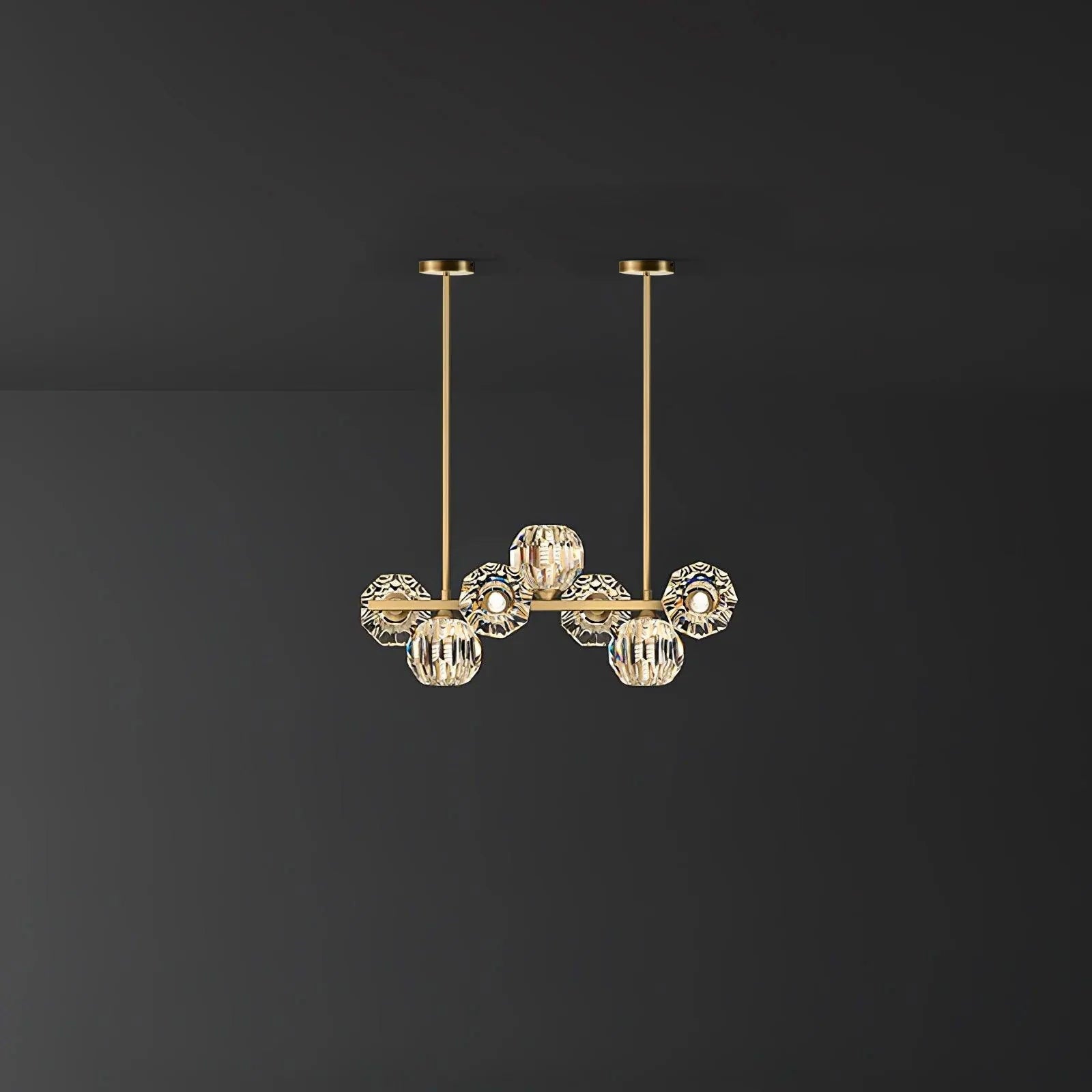 Crystal Glass Ball Chandelier – Brass & Clear Luxury Ceiling Light
