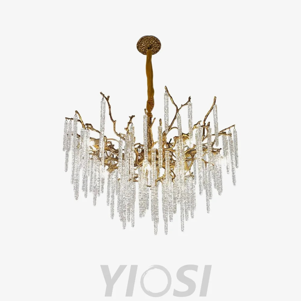 Crystal Icicles Branch Type Brass Chandelier Chandelier