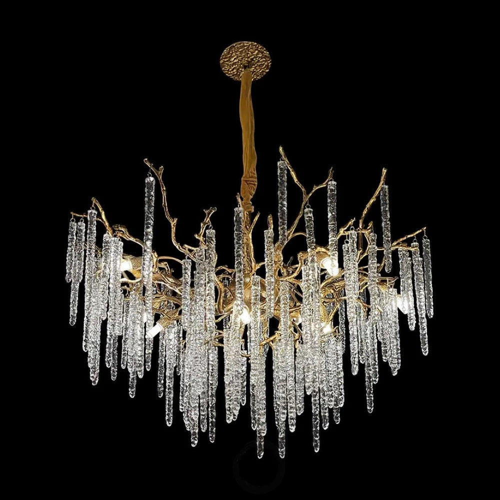 Crystal Icicles Branch Type Brass Chandelier - Branch, Crystals-1-Yiosilamp