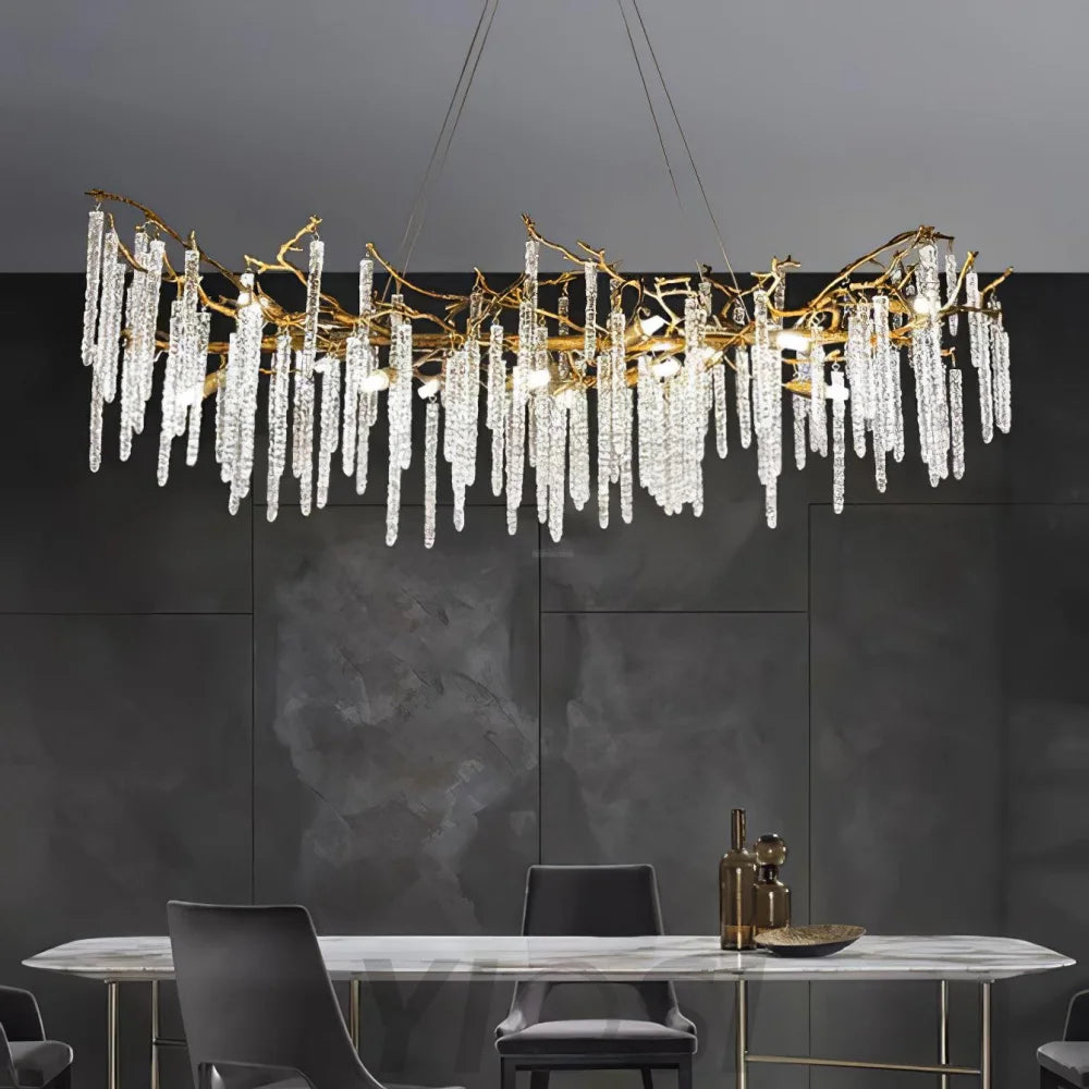 Crystal Icicles Branch Type Brass Chandelier - Branch, Crystals-1-Yiosilamp