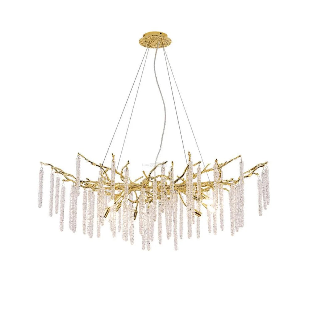 Crystal Icicles Branch Type Brass Chandelier ∅ 47.2″ x W 17.7″ x H 15.7″ / Dia 120cm x W 45cm x H 40cm / Brass & Clear