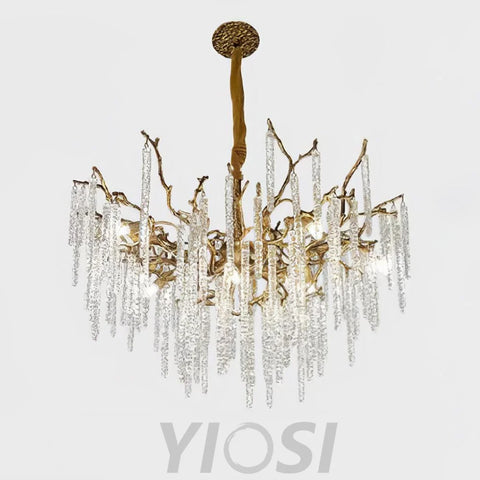 Crystal Icicles Branch Type Brass Chandelier - Branch, Crystals-1-Yiosilamp