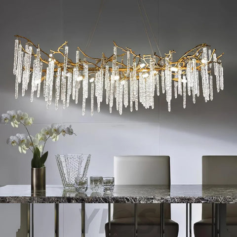 Crystal Icicles Branch Type Brass Chandelier - Branch, Crystals-1-Yiosilamp