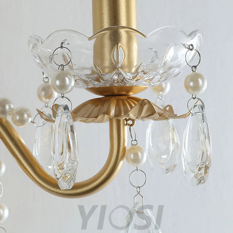 Crystal Pearl Chain Wall Sconce - Candle-1-Yiosilamp