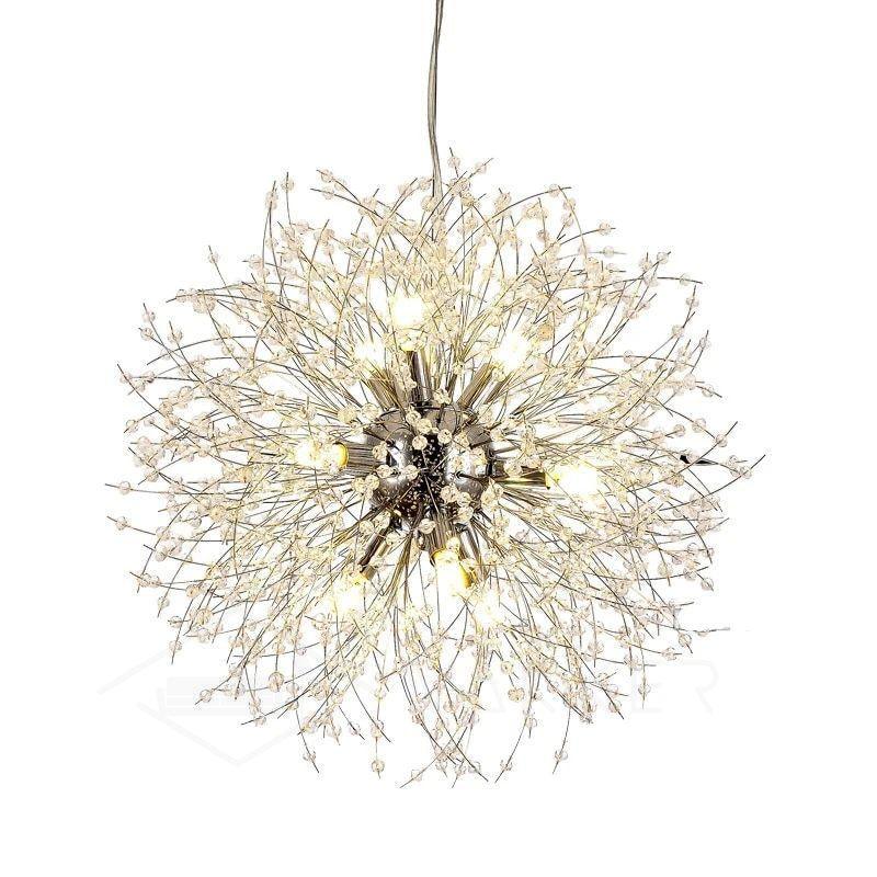 Elegant Gold Crystal Dandelion Chandelier with LED Lights