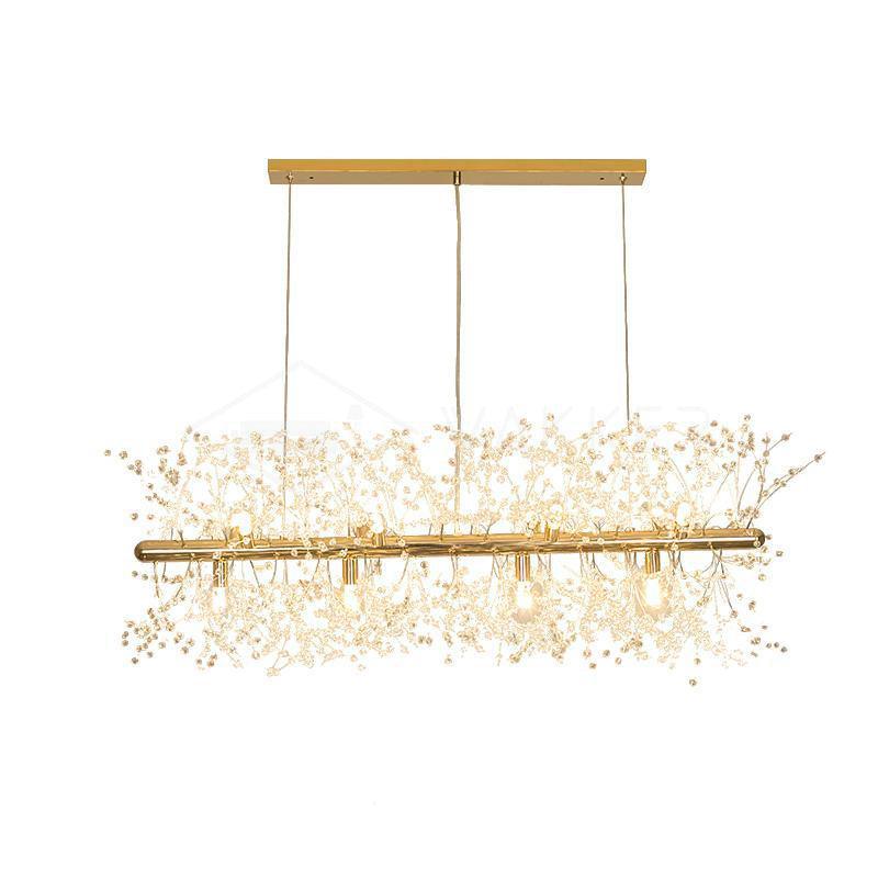 Elegant Gold Crystal Dandelion Chandelier with LED Lights