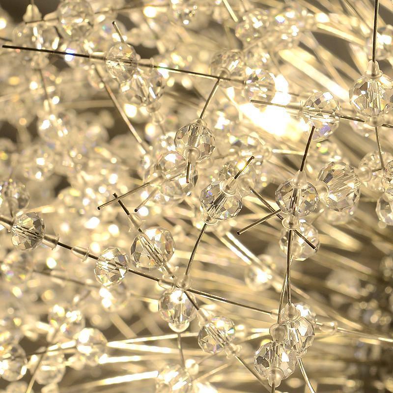 Elegant Gold Crystal Dandelion Chandelier with LED Lights
