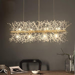 Elegant Gold Crystal Dandelion Chandelier with LED Lights