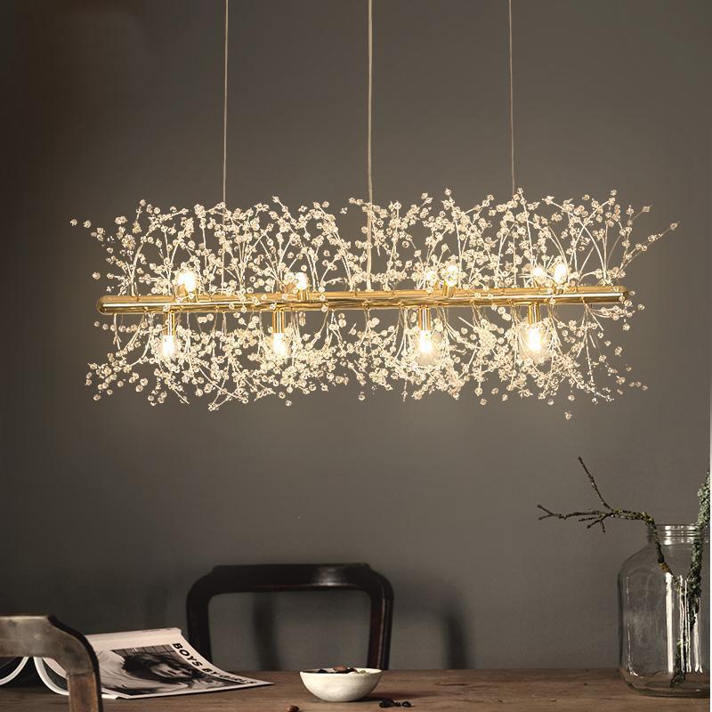 Elegant Gold Crystal Dandelion Chandelier with LED Lights