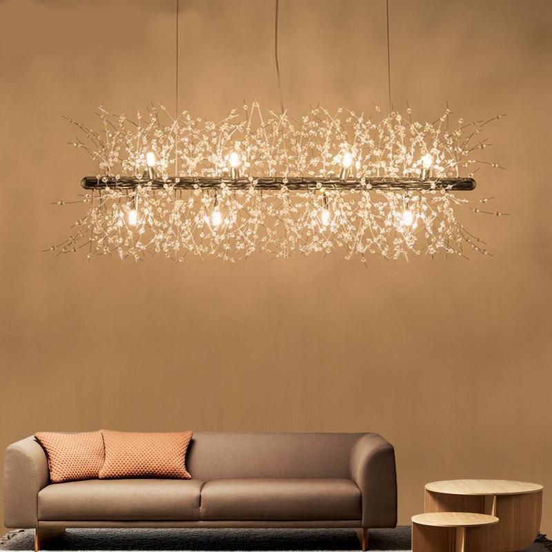 Elegant Gold Crystal Dandelion Chandelier with LED Lights